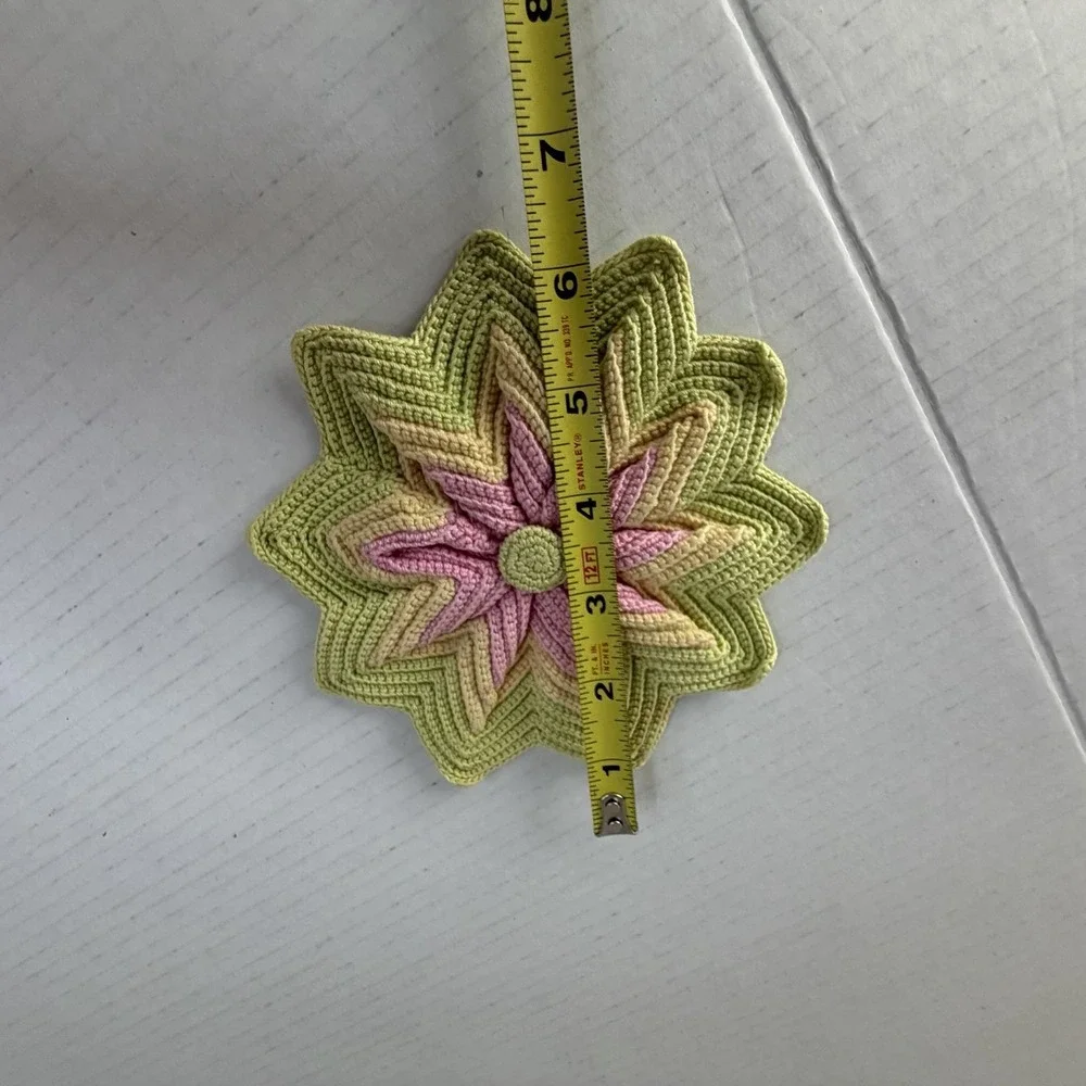 Vintage Pastel Star Shape Doily, Linen, Flower Hippie
